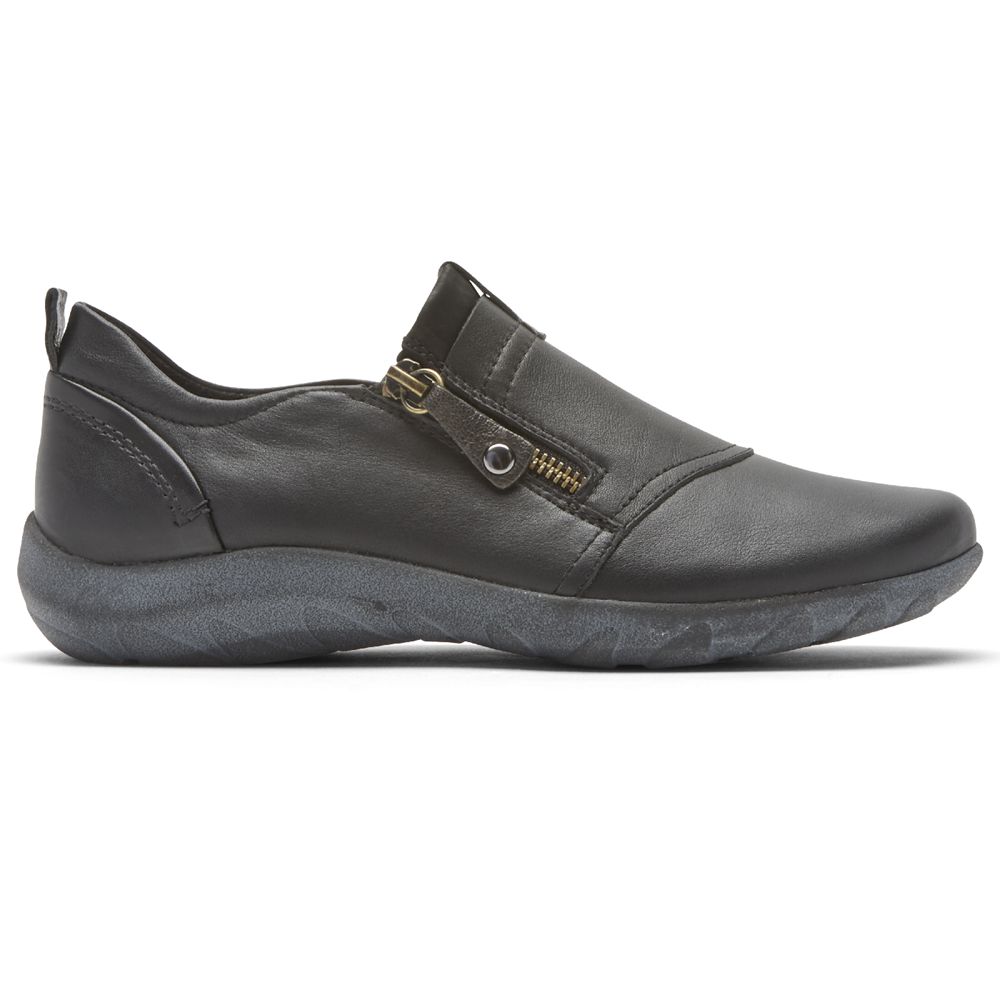 Pantofi De Mers Rockport Dama Cobb Hill Amalie Zipper Slip-On Negrii - Romania 0743-ZLTAF